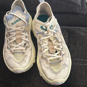 Sorel Beige and Light Blue Athletic Shoes